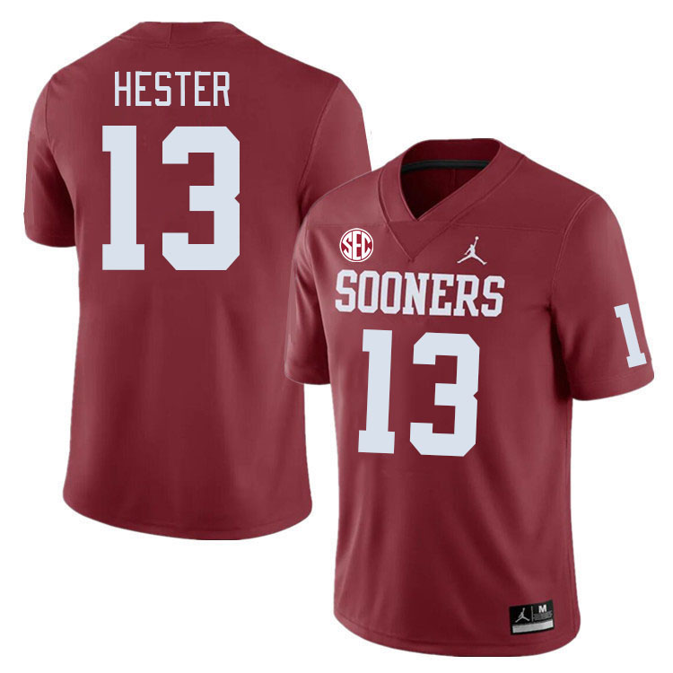 Men #13 J.J. Hester Oklahoma Sooners 2024 SEC Conference College Football Jerseys-Crimson